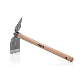 VITO - Houe de jardin double Serfouette Outil de jardin Manche bois Inox et Fer forgé à la main haute qualité