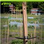 VITO - Serfouette fourche 3 dents et panne Outil de jardin Manche bois Inox et Fer forgé à la main haute qualité