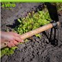 VITO - Serfouette fourche 3 dents et panne Outil de jardin Manche bois Inox et Fer forgé à la main haute qualité