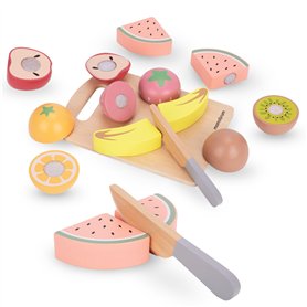 Mamabrum Fruits en Bois à Découper - Planche et Couteau en Bois