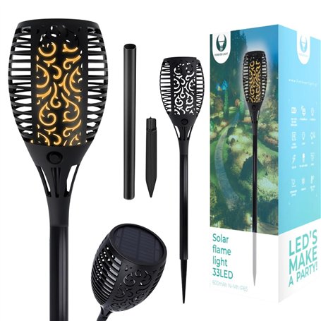 FOREVER Torche de Jardin à LED alimentée par l'énergie Solaire/Lampe d'extérieur pour Chemin de Jardin / 33 LED / IP65 / 10 cm d