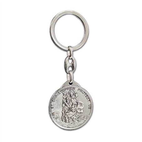 Avisa Porte-clés en acier inoxydable - 'St.Christopher / St.John Paul II' (Argent) - Double-face 'V2'