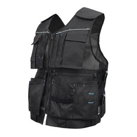 Högert Technik Gilet à outils noir uni | Tissu 100% polyester Oxford 600D | Gilet de travail | Gilet de travail pour homme avec