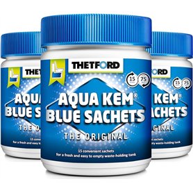 Thetford LOT 3 X Aqua KEM Blue SACHETS WC Chimique Entretien Caravane Toilettes Produit Adulte Unisexe