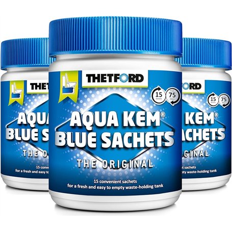 Thetford LOT 3 X Aqua KEM Blue SACHETS WC Chimique Entretien Caravane Toilettes Produit Adulte Unisexe