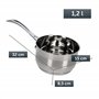 KADAX Faitout 1,5 L Argent Acier Sans Couvercle Long Manche Bords Adaptés
