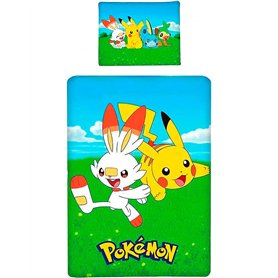 Halantex Parure de lit Pokémon en Coton avec Housse de Couette 140 x 200 cm et taie d'oreiller 70 x 90 cm