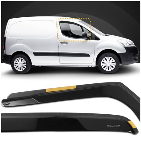 HEKO - Compatibles avec Peugeot Partner 2008-2018 Déflecteurs de Vitres Latérales ; Déflecteurs Latéraux ; Avant ; Deux Pièces ;