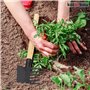 KOTARBAU® Râteau avec Houe Double Binette à 3 Dents avec Manche en Bois 33 cm Outil de Jardinage