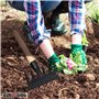 KOTARBAU® Râteau avec Houe Double Binette à 3 Dents avec Manche en Bois 33 cm Outil de Jardinage