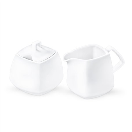 Wilmax - Pot à lait et sucrier OLIVIA - Intemporel - Élégant - Couleur universelle - Résistant aux rayures - Porcelaine - Ergono