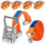 INTAKO - Sangle à Cliquet 6m 2000kg 35mm - Lot de 4 - Sangles D'arrimage avec Crochet Securises pour Moto Remorque
