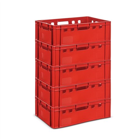 GARDIVO Lot de 5 caisses E2 rouges 60 x 40 x 20 cm Boite Rangement Plastique Caisse de rangement empilable robuste Convient à un