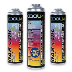 Cool5 Summer Full KIT AC 5 en 1 + 2 boîtes de recharge Summer AC + huile – Réfrigérant et vidange – Gaz (R1234yf)