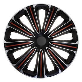 J-Tec Jeu d'enjoliveurs Rosso 15-inch Argent/Noir/Rouge