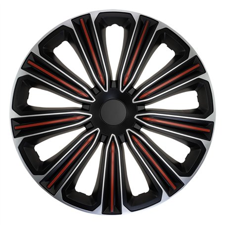 J-Tec Jeu d'enjoliveurs Rosso 15-inch Argent/Noir/Rouge