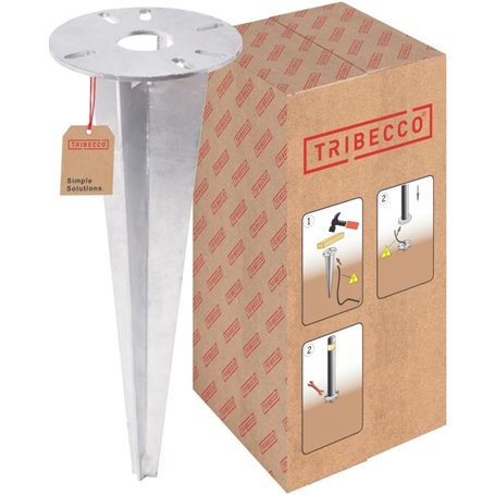 TRIBECCO Piquet à enfoncer pour lampe de jardin - Diamètre : 116 x 300 mm - Avec ouverture de 30 mm de diamètre pour le guidage