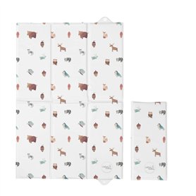 Ceba Deluxe 125863 Matelas à langer pliable unisexe avec fermeture à bouton-pression 40 x 60 cm (ouvert) – Animaux de la forêt