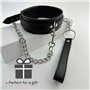 Collier BDSM 47cm ⌀4cm Laisse BDSM 77cm Noir en Cuir Artificiel et Métal Collier Réglable Jeux Sexuelle Adulte Jouet Érotique Se