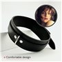 Collier BDSM 47cm ⌀4cm Laisse BDSM 77cm Noir en Cuir Artificiel et Métal Collier Réglable Jeux Sexuelle Adulte Jouet Érotique Se