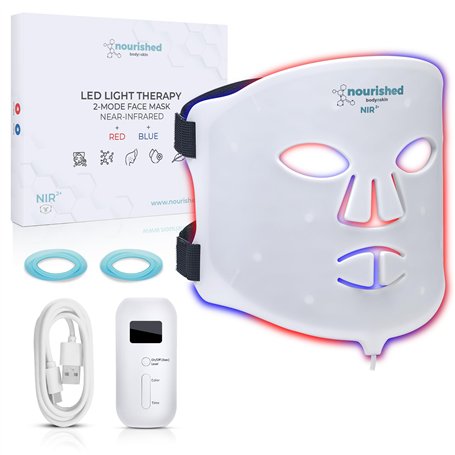 Nourished Bodynskin Masque facial LED portable avec infrarouge proche - Luminothérapie bleue