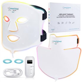 Nourished Bodynskin Masque LED 7 couleurs visage et cou avec infrarouge proche - Luminothérapie bleue