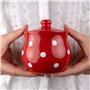 City to Cottage | Sucrier Pot de sucre | rouge à pois blancs en céramique avec couvercle fait et peint à la main