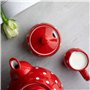 City to Cottage | Sucrier Pot de sucre | rouge à pois blancs en céramique avec couvercle fait et peint à la main