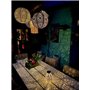 Lampion solaire avec motif - forme cylindrique - 20 l x 30 h - rose