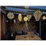 Lampion solaire avec motif - forme cylindrique - 20 l x 30 h - rose