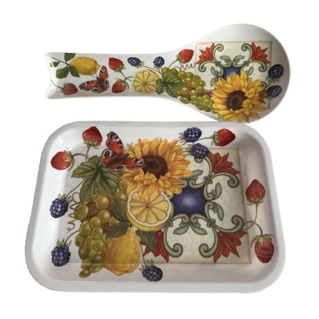 Set Poggia Louche + Plateau de Cuisine Set 2 Pièces Apposant Cuillère avec Plateau