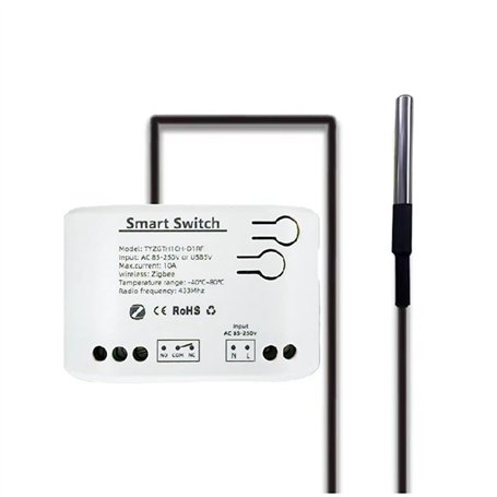 Asyduey Interrupteur Intelligent Zigbee Tuya avec Capteur de Température Relais Zigbee à Contact Sec Passif Fonctionne avec Home