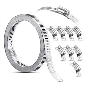 LOLPALONE 3.5M Bride de Serrage avec 8 Fixations Collier à Vis Sans Fin Réglable Serre-Tuyau Serre-Tuyau Flexible