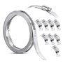 LOLPALONE 3.5M Bride de Serrage avec 8 Fixations Collier à Vis Sans Fin Réglable Serre-Tuyau Serre-Tuyau Flexible
