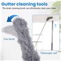 Kissmii Brosse de Nettoyage de GouttièRe Outil de Toiture avec Mât TéLescopique Extensible 8,2 Pieds Outil de Nettoyage de Garde