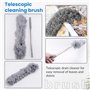 Kissmii Brosse de Nettoyage de GouttièRe Outil de Toiture avec Mât TéLescopique Extensible 8,2 Pieds Outil de Nettoyage de Garde