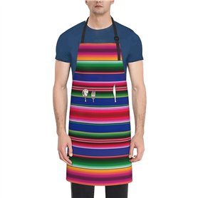 Tablier à rayures mexicaines colorées avec sangles de cou réglables