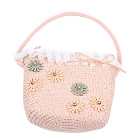 Amorar Nouveau Sac à Bandoulière en Paille Enfant Sac à Main en Rotin Sacs de Panier Sac de Plage Été Bohême Fleur Sac D'épaule