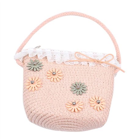 Amorar Nouveau Sac à Bandoulière en Paille Enfant Sac à Main en Rotin Sacs de Panier Sac de Plage Été Bohême Fleur Sac D'épaule