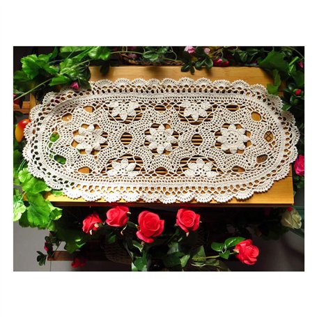 Laivigo Faite à la Main au Crochet Ovale Lucky Fleur Nappe Chemin de Table napperons Napperon