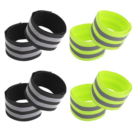 Lunpog Lot de 4 pinces à pantalon de vélo - Bandes réfléchissantes élastiques avec fermeture Velcro - Protection de pantalon de