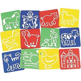 Lot de 12 pochoirs animaux – Grands pochoirs pour enfants de 4 à 8 ans