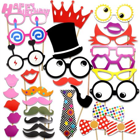 Veewon Accessoires Photobooth pour fête d'anniversaire Photos Moustache