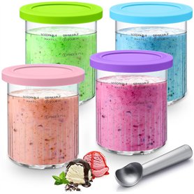 Skyearman Lot de 4 Récipients à Crème Glacée de Rechange pour Ninja Creami Deluxe NC501/NC500 Series