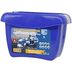 Wise Block W Jeu de Construction - 8 in 1 Police Command Bucket Value Set 703 Piece Kit