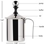 Lychee Mousseur à Lait Manuel,800ml en Acier Inoxydable Lait Frother avec Passoire Double pour Cappuccino et Café Latte