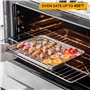 Velaze Plaque Pâtisserie et Grille INOX, Plaque de Cuisson avec Volette de 4 Pcs, Plateau Patisserie sans Revêtement, Plat à Rôt