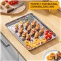 Velaze Plaque Pâtisserie et Grille INOX, Plaque de Cuisson avec Volette de 4 Pcs, Plateau Patisserie sans Revêtement, Plat à Rôt