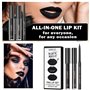 Baorder 3 pièces crayon à lèvres noir mat et rouge à lèvres liquide ensemble, brillant à lèvres mat longue durée + crayon à lèvr