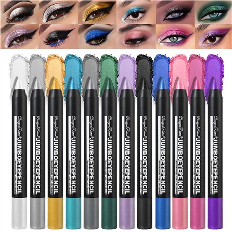 Mrettick 12 couleurs fard à paupières Shimmer Stick